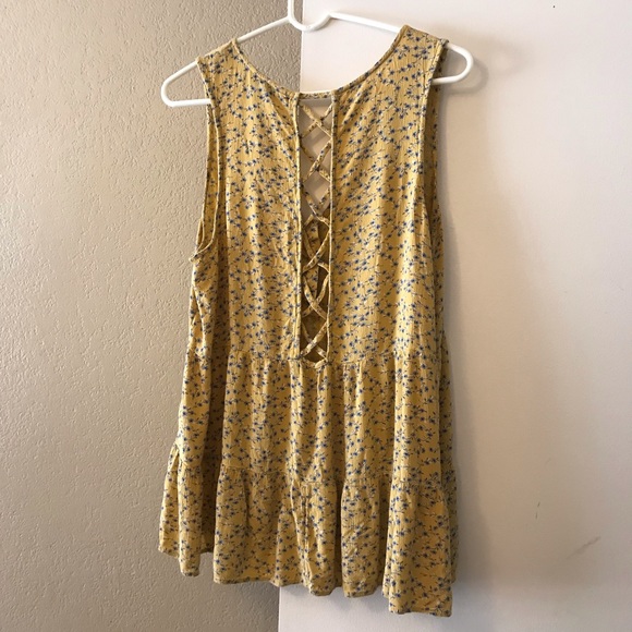 AE Yellow and blue shirt w/criss cross back Size XL - Picture 3 of 7